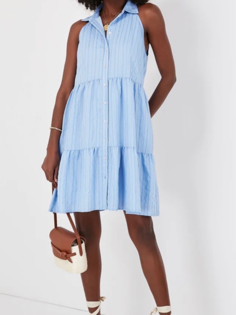 Pomander Place Tuckernuck Blue Seersucker Sailor Dress in size M